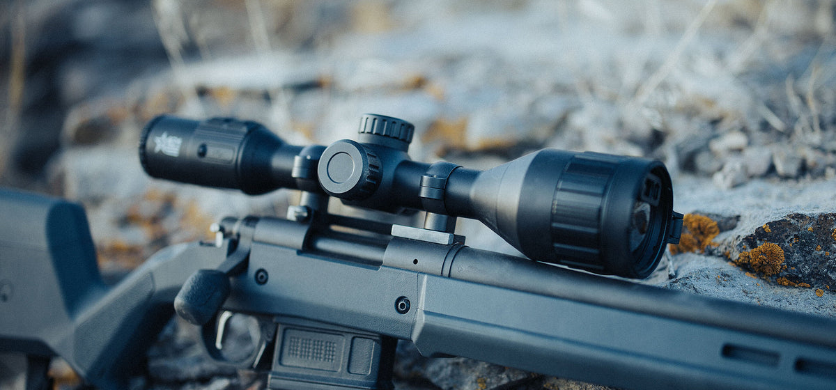 AGM Adder V2 LRF thermal riflescope on a bolt rifle