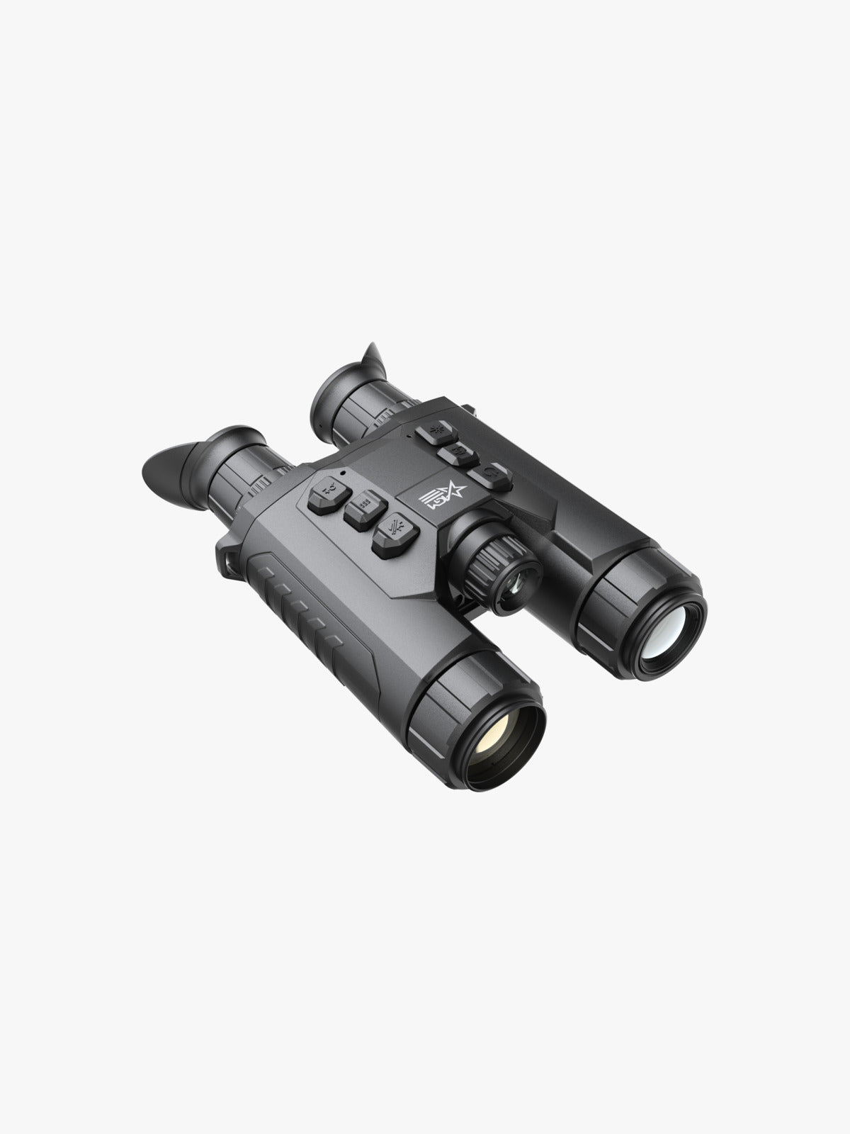 AGM ObservIR LRF 35-640 thermal binocular, three-quarter view, opposite side