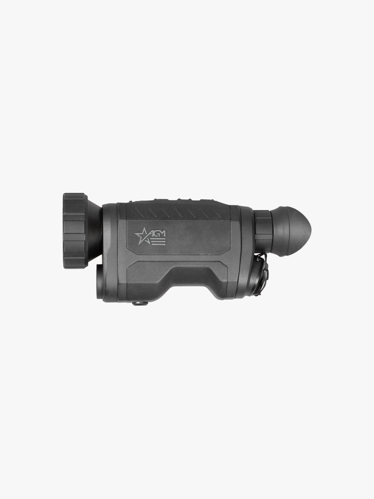 AGM ReachIR LRF 50-640 thermal monocular, side profile, logo side