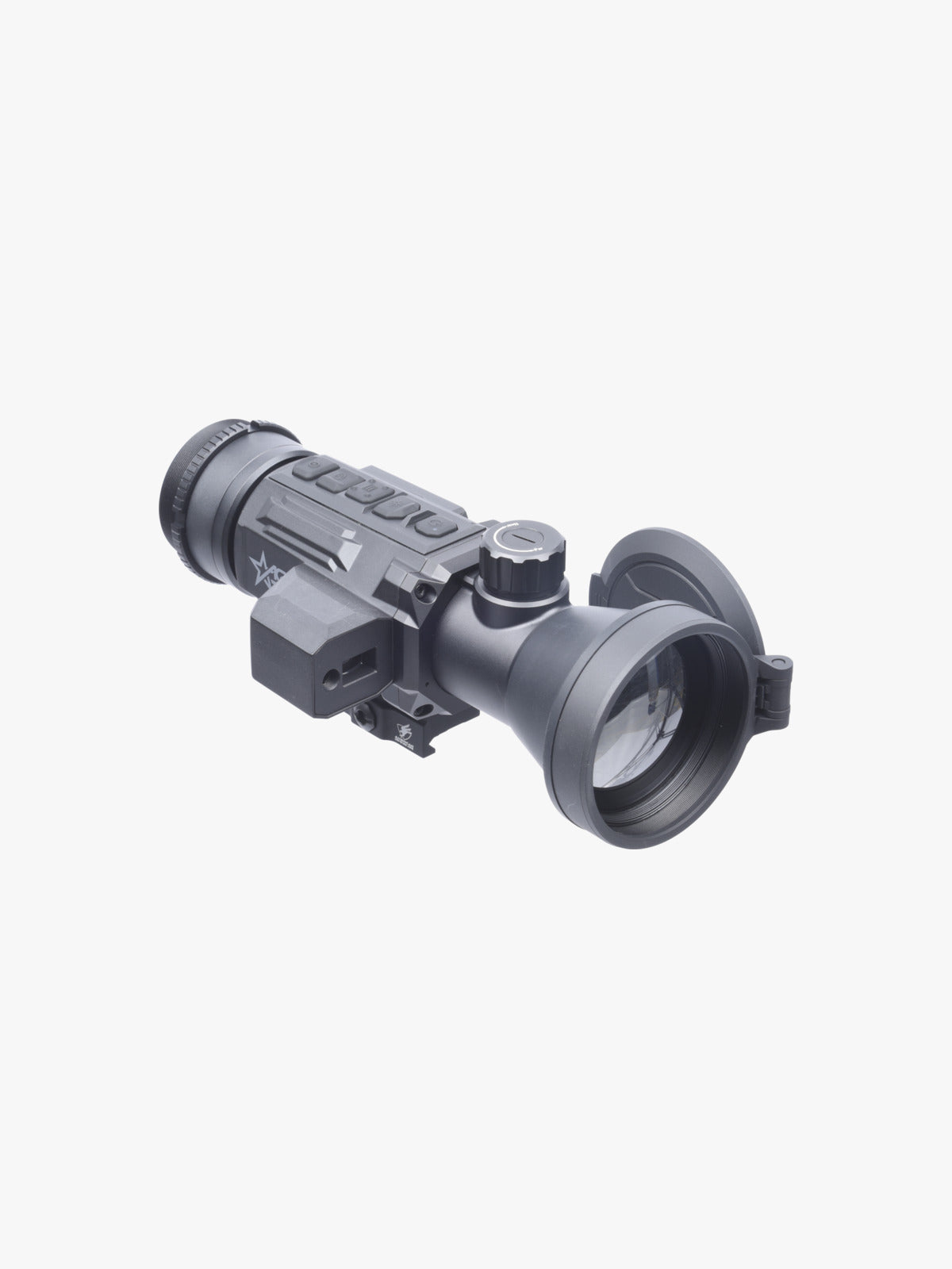 AGM Secutor LRF-C 75-640 thermal clip-on, three-quarter view, opposite side