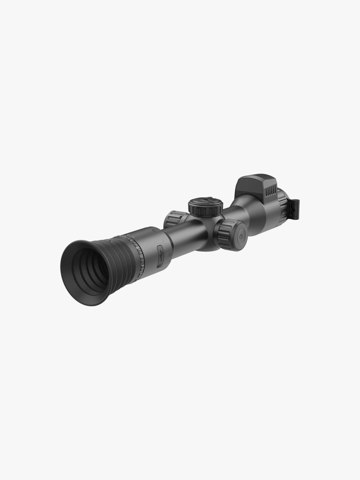 AGM Spectrum LRF 4K Mini digital day and night riflescope, three-quarter view from the eyepiece end