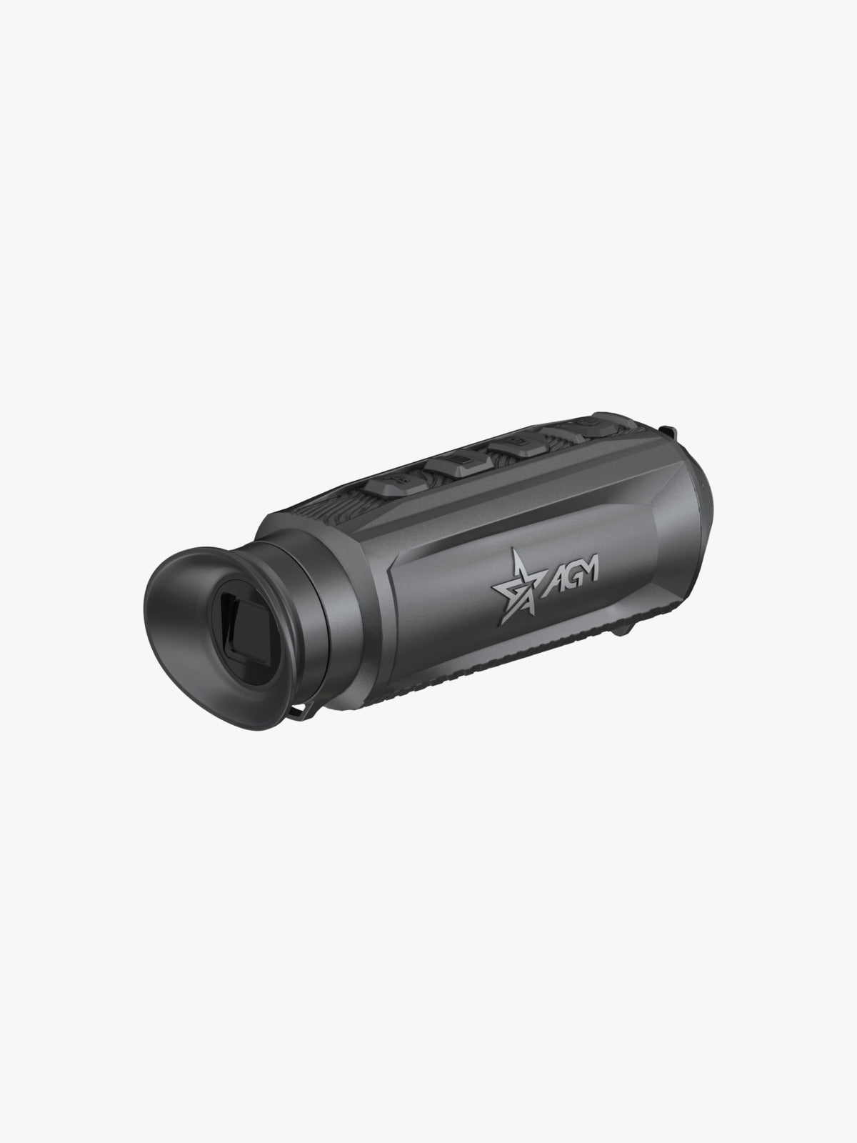 AGM TaipanV2 10-256 thermal monocular, three-quarter view from the eyepiece end