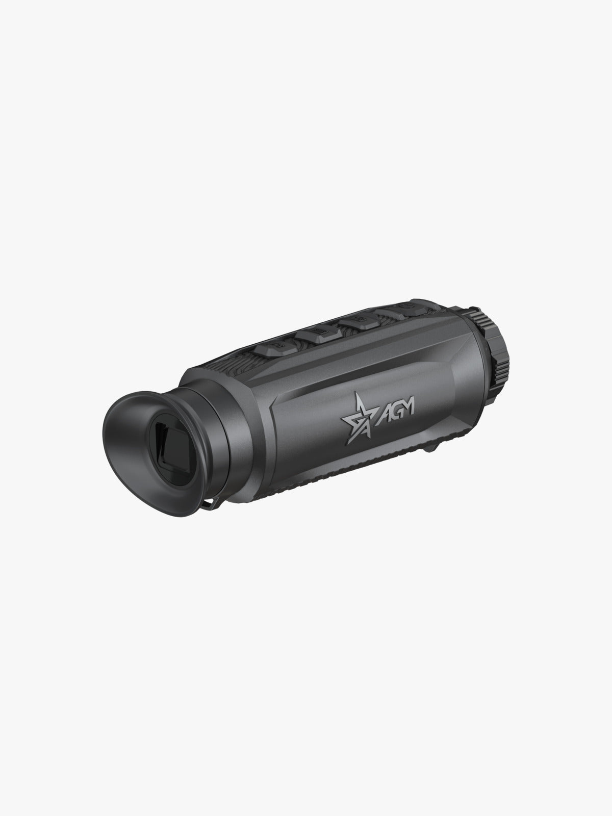 AGM TaipanV2 19-320 thermal monocular, three-quarter view from the eyepiece end