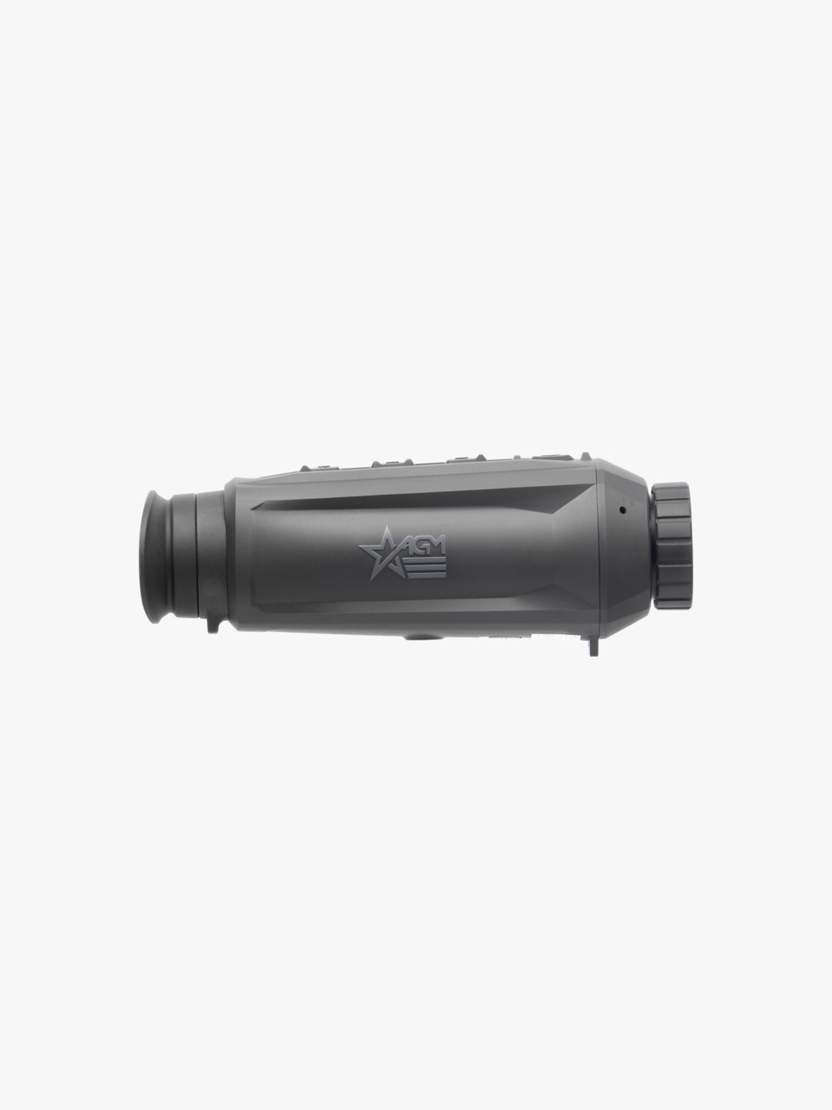 AGM TaipanV2 25-384 thermal monocular, side profile, logo side