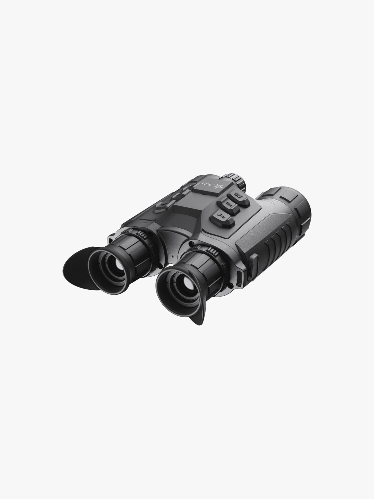 AGM ObservIR LRF 50-640 thermal binocular, three-quarter view from the eyepiece end