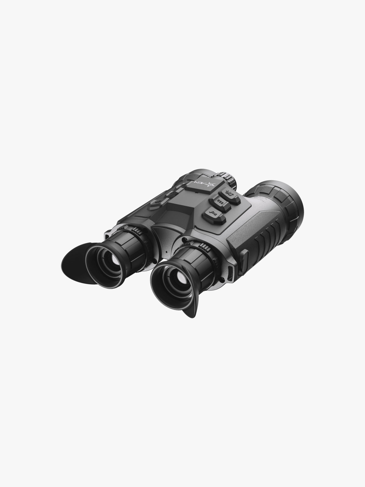 AGM ObservIR LRF 60-1280 thermal binocular, three-quarter view from the eyepiece end