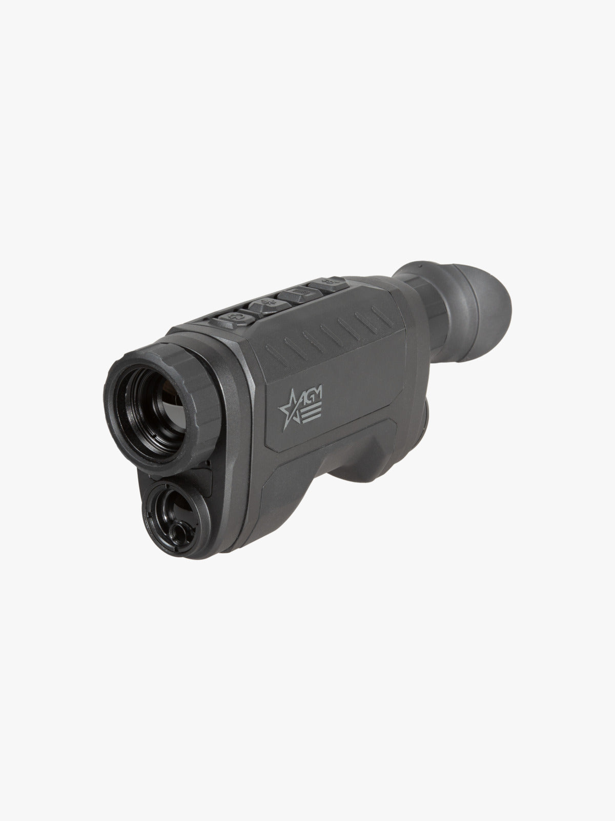 AGM ReachIR LRF 25-384 thermal monocular with laser rangefinder, three-quarter view