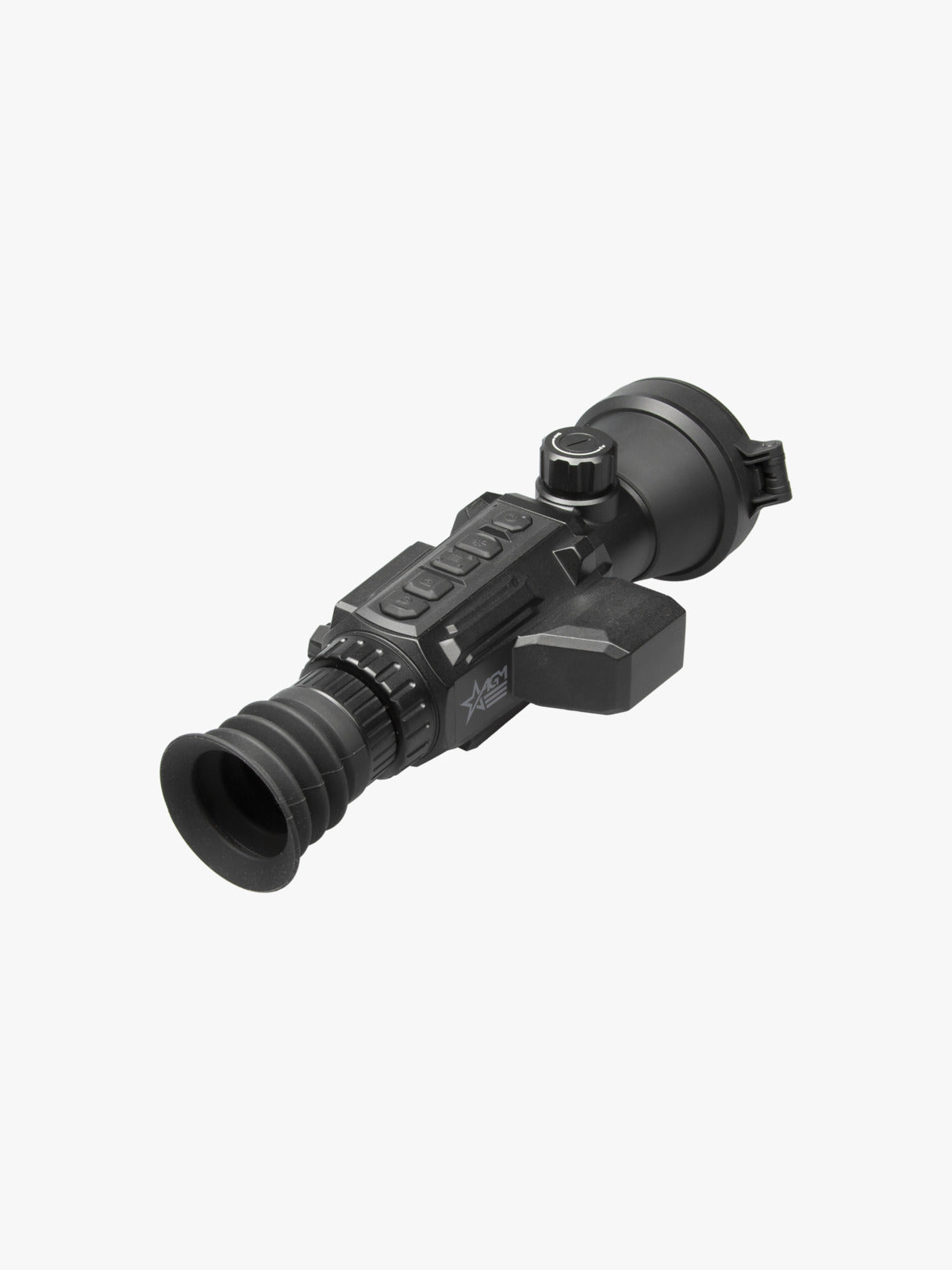 AGM Secutor LRF 75-640 thermal riflescope, three-quarter view from the eyepiece end