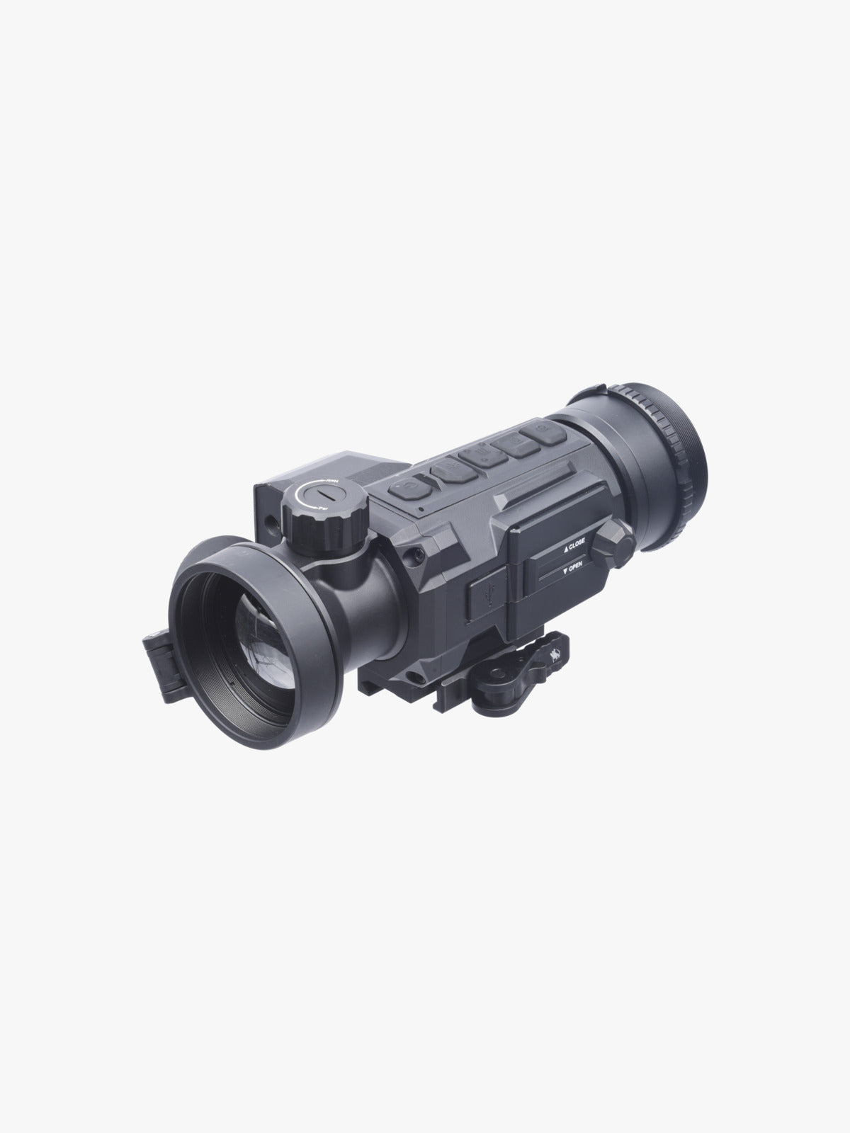 AGM Secutor LRF-C 50-640 thermal clip-on, three-quarter view, opposite side