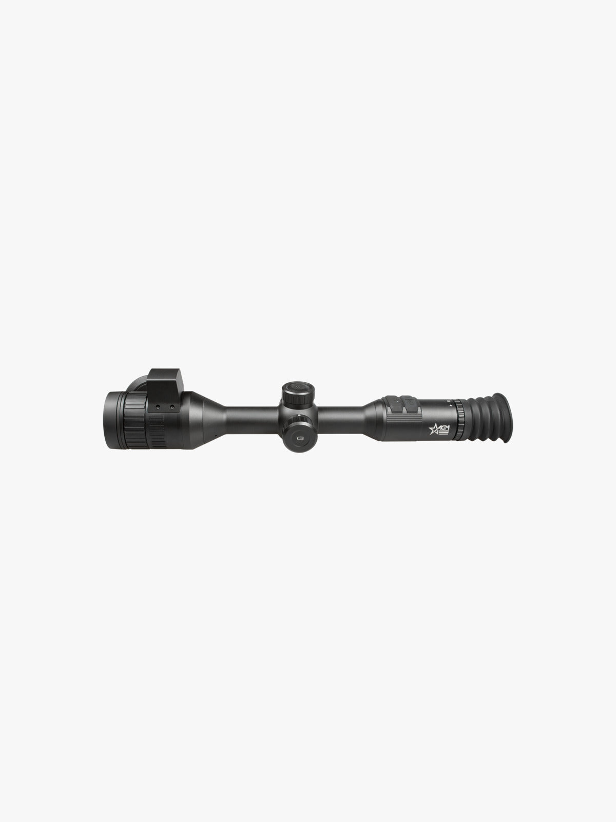 AGM Spectrum LRF 4K digital day and night riflescope, side profile, logo side