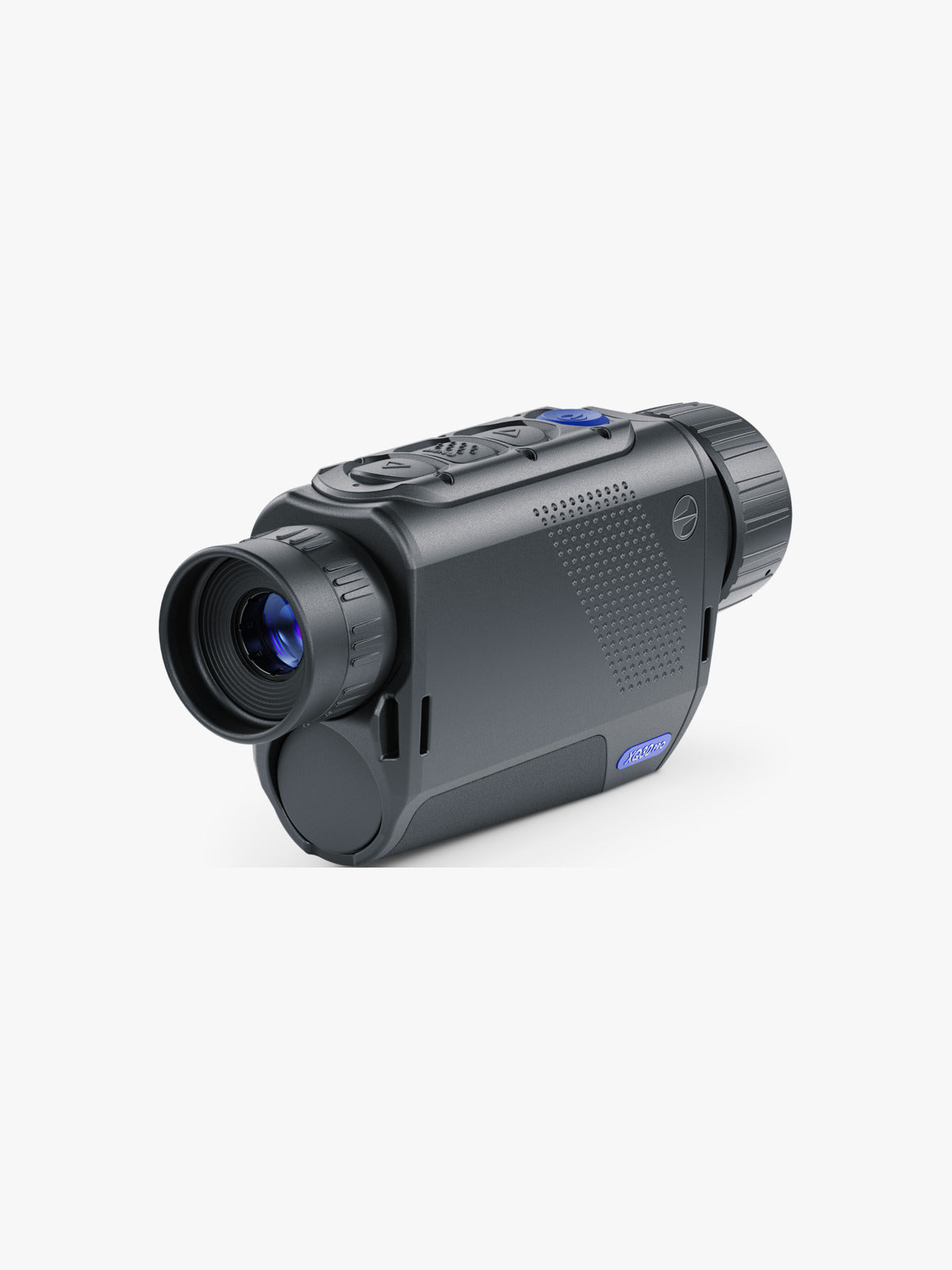 Pulsar Axion XQ30 Pro thermal monocular, three-quarter view from the right